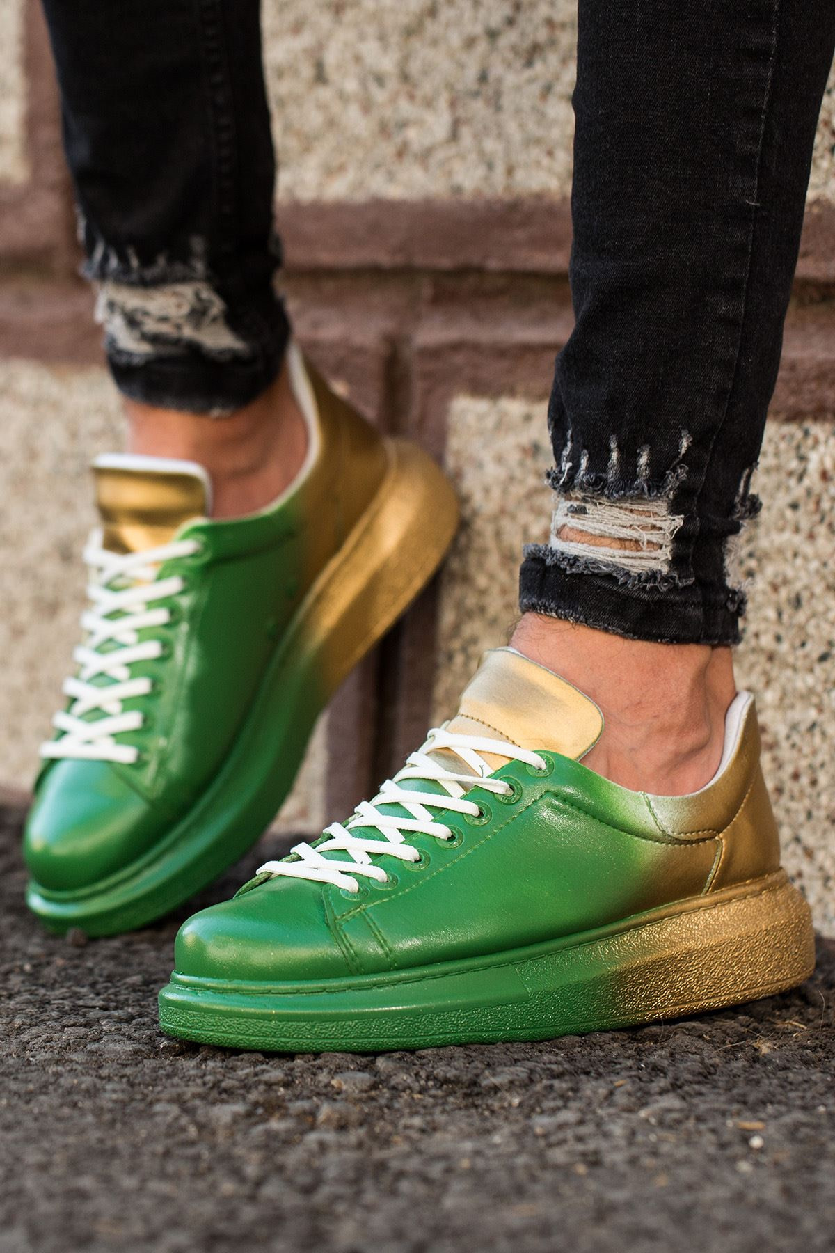 green and yellow mens shoes